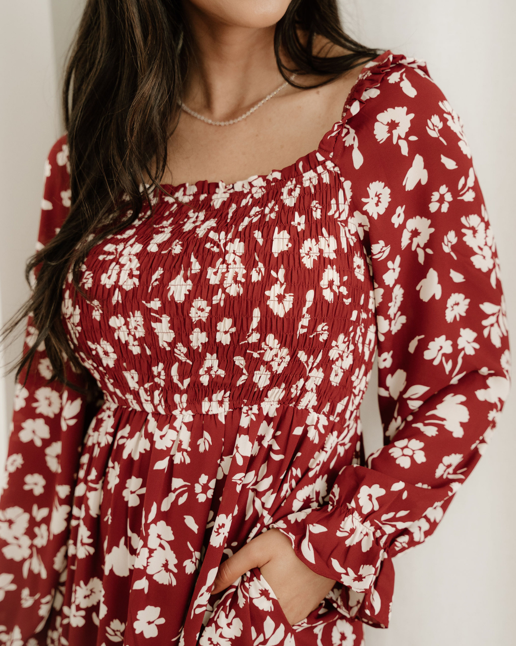Lydia Sleeve Square Neck Smocked Maxi Dress