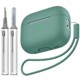 Compatible with Air pods Pro 2 Case Soft Silicone Skin Cover Protective Cases with Cleaner kit and Lanyard Compatible for AirPod Pro 2nd Generation Front LED Visible-Pine Green