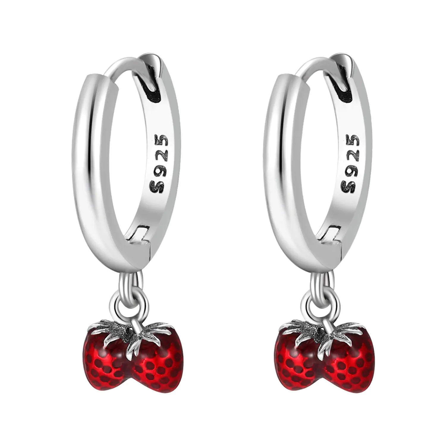 925 Sterling Silver Cherry Butterfly Shining Zircon Stud Earrings | Women's Holiday Charm Jewelry