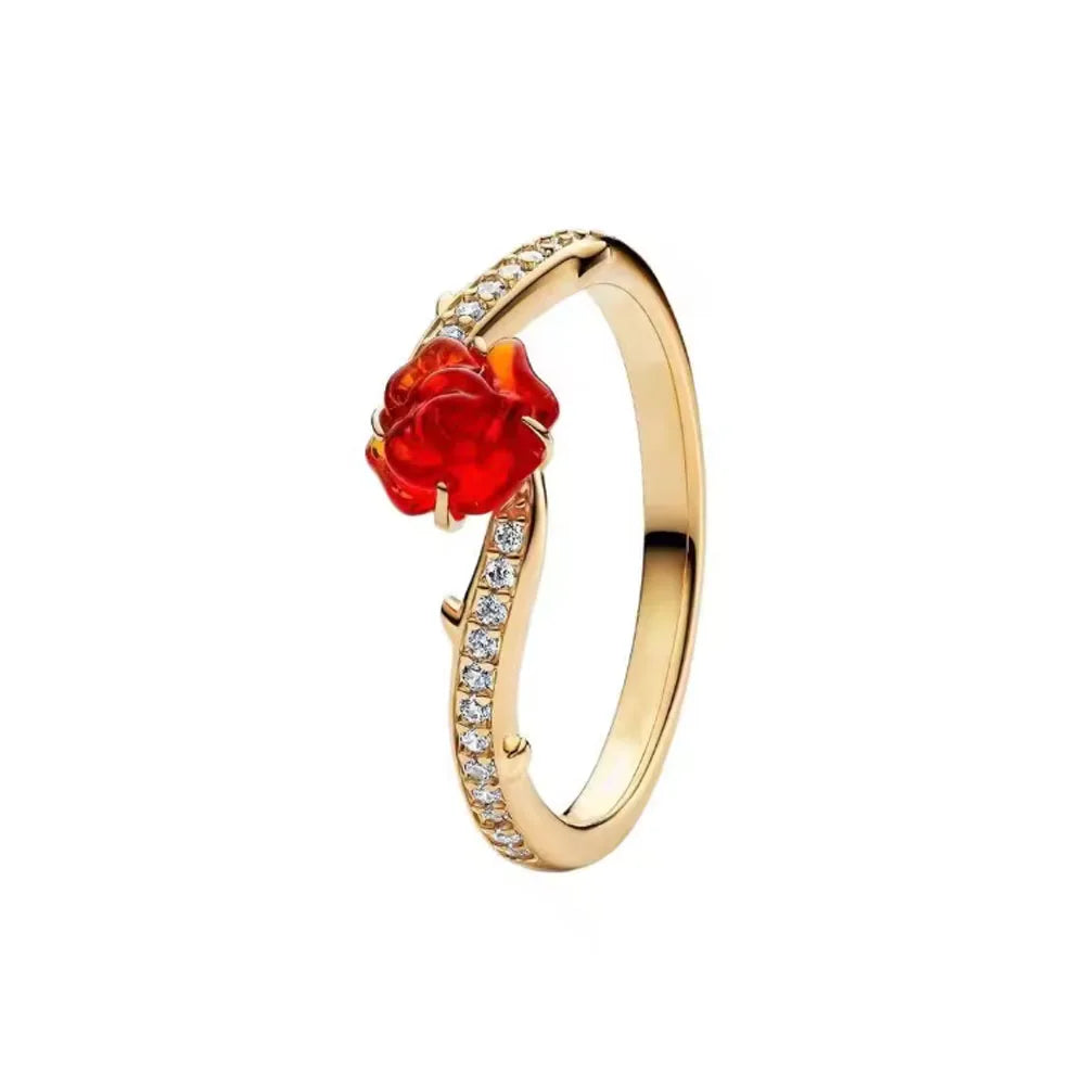 925 Sterling Silver Heart-Shaped Butterfly Flower Ring | Exquisite Charm Jewelry for Her