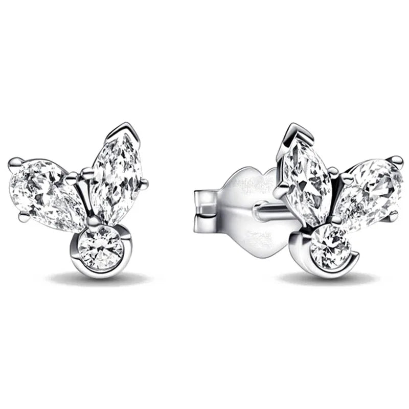 925 Sterling Silver Snowflake Heart Earrings | Fine Stud Earrings for Women