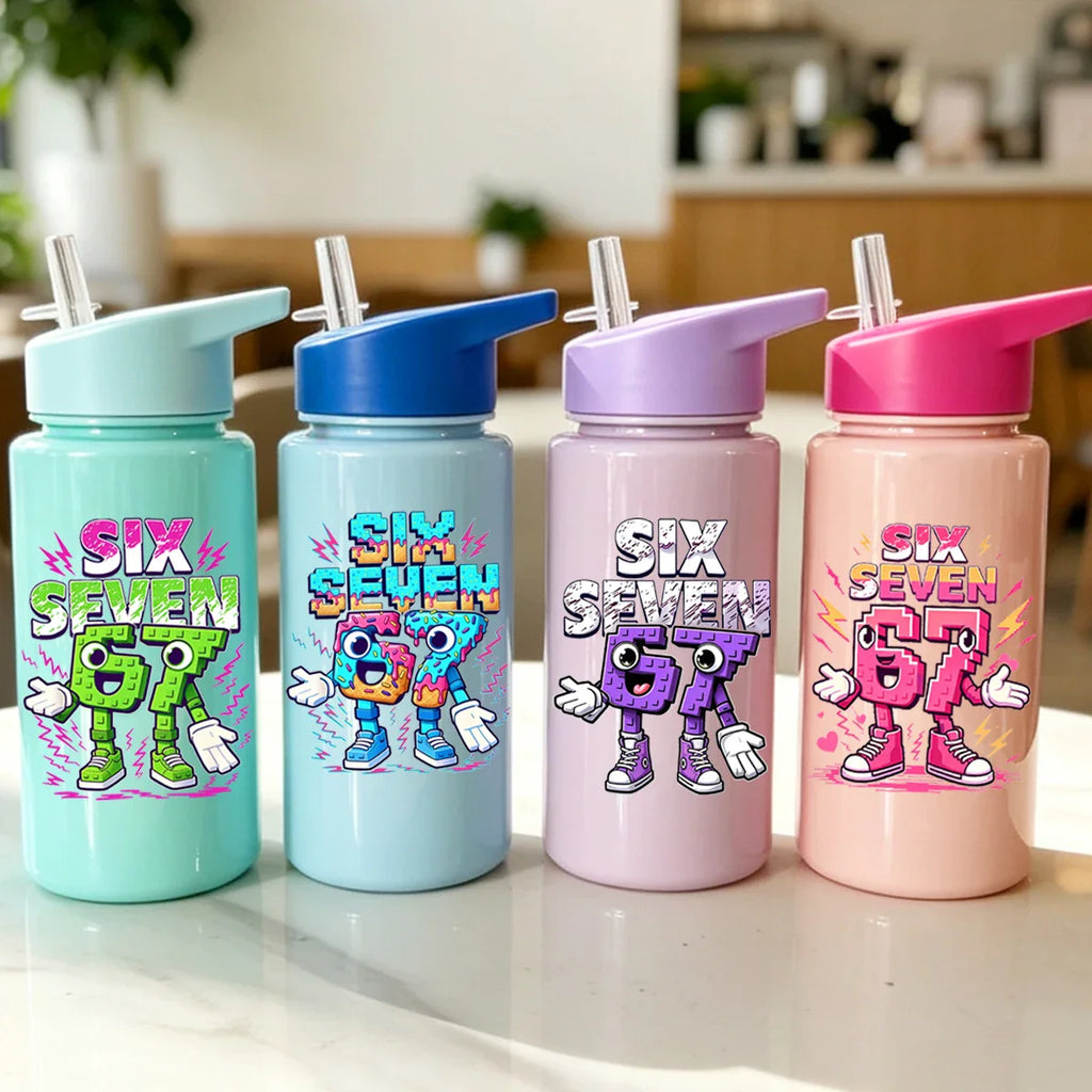 500ml 67 Printed Straw Cup | BPA Free Summer Water Bottle
