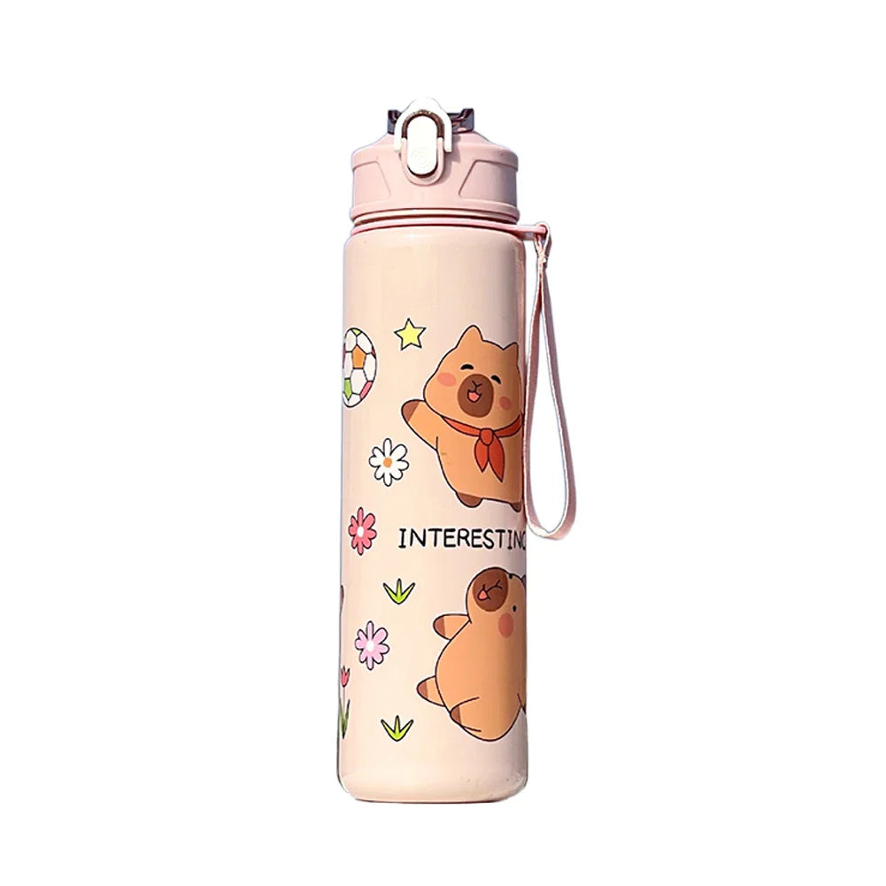 700ml Capybara Cute Water Cup with Straw & Handle | Large Capacity Sports Water Bottle