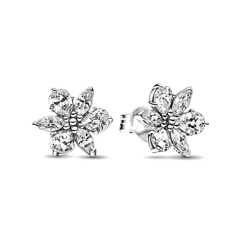 925 Sterling Silver Snowflake Heart Earrings | Fine Stud Earrings for Women