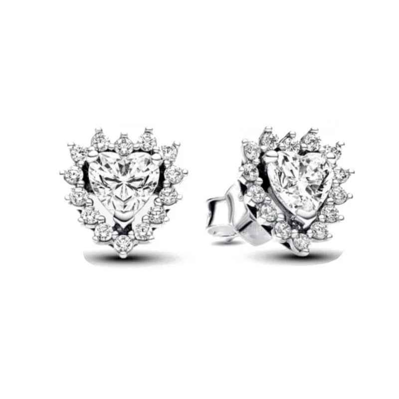 925 Sterling Silver Snowflake Heart Earrings | Fine Stud Earrings for Women