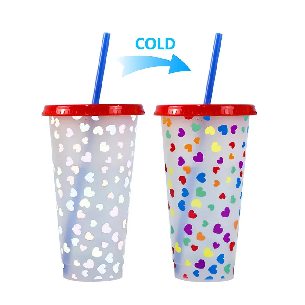 710ml Color Changing Cup with Straw | Reusable Magic Cold Water Bottle