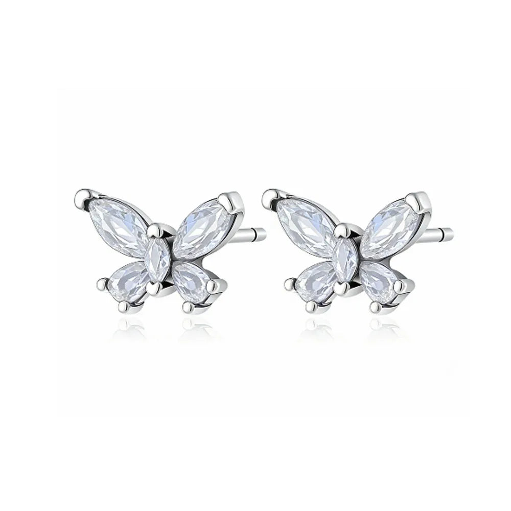 925 Silver Stud Earrings | Butterfly Snowflake Heart Moon Jewelry Gift