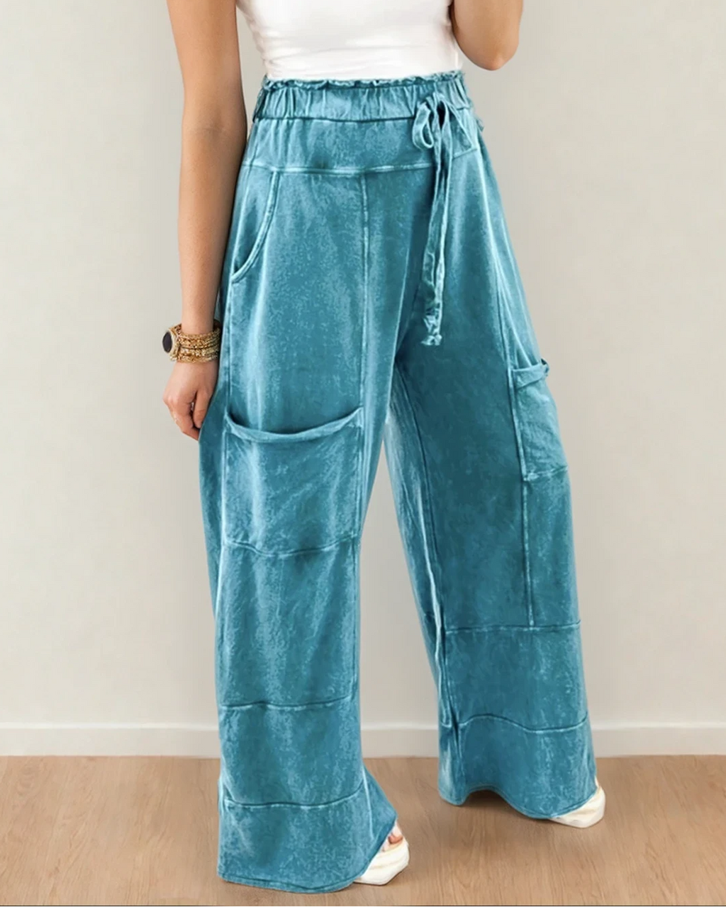 Teagan Raw Hem Pants - Lapis