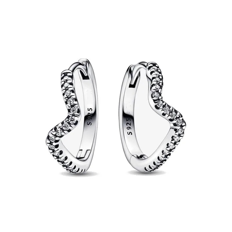 925 Sterling Silver Snowflake Heart Earrings | Fine Stud Earrings for Women