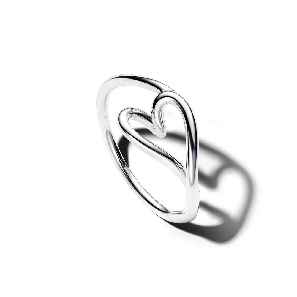 925 Sterling Silver Heart-Shaped Butterfly Flower Ring | Exquisite Charm Jewelry for Her