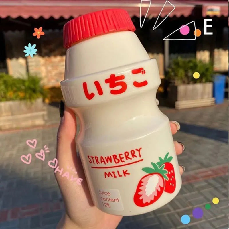 480ml Plastic Cute Yogurt Water Bottle | Yakult Shape Kawaii Milk Carton Shaker