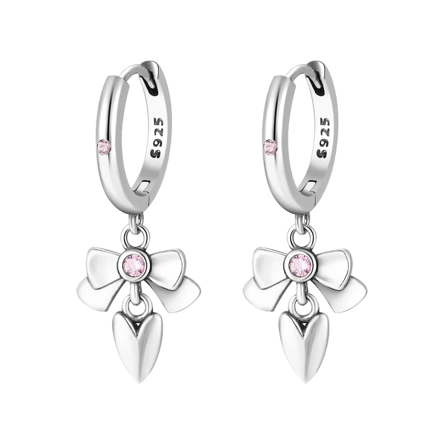 925 Sterling Silver Cherry Butterfly Shining Zircon Stud Earrings | Women's Holiday Charm Jewelry