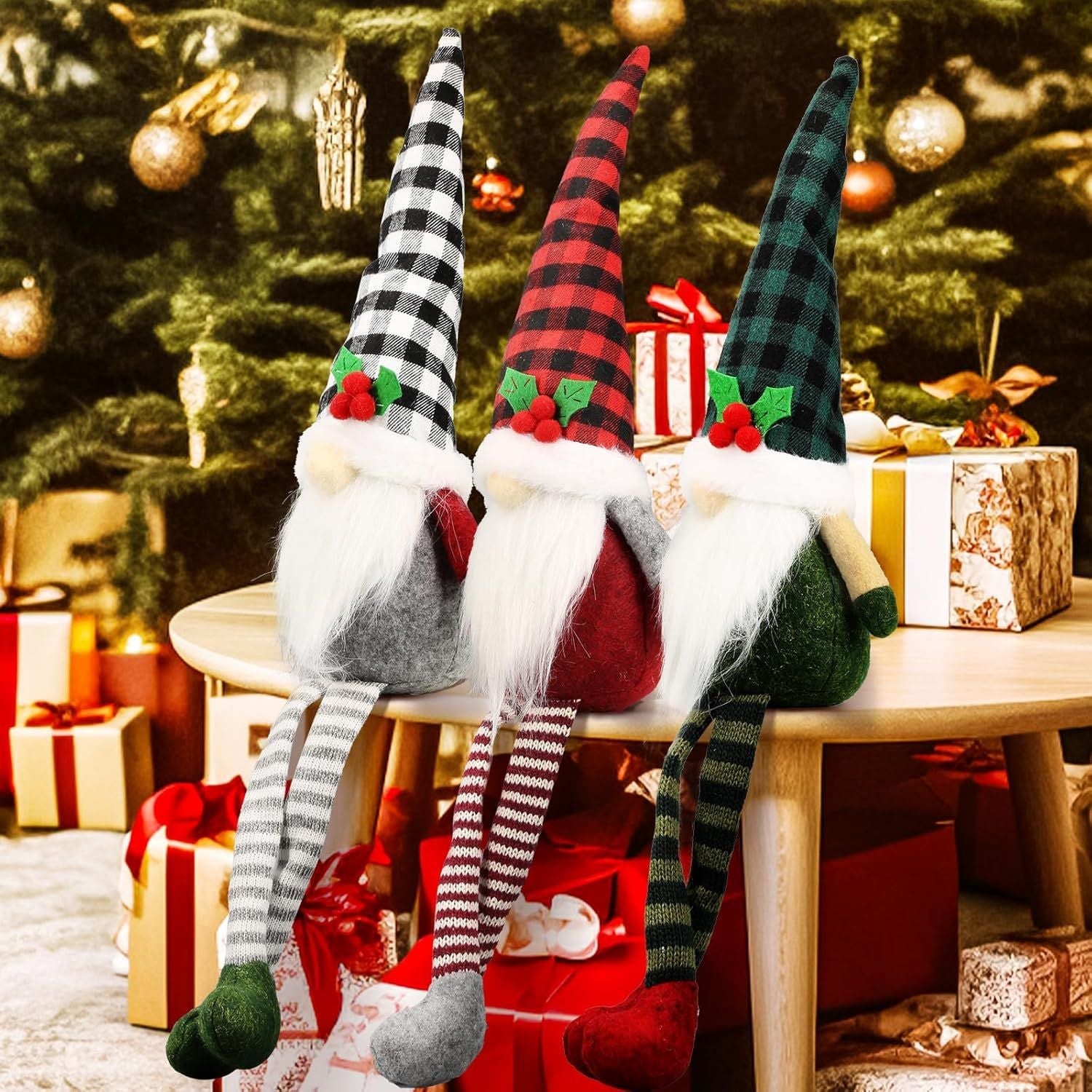 Christmas Red Cardinal Gnomes Decorations for Home, Indoor, Office- Xmas Gnomes Plush Doll - Christmas Elf Decoration Swedish Tomte- Red Cardinal Decor for Table - Gnomes Gifts for Women
