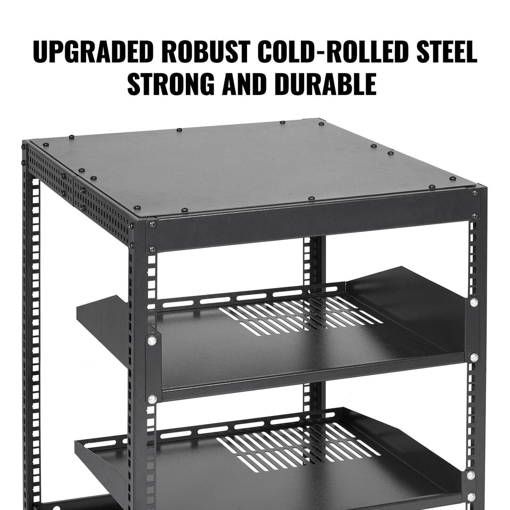 12U Open Frame Server Rack, 23-40 in Adjustable Depth, Free Standing or Wall Mount Network Server Rack, 4 Post AV Rack with Casters, Holds All Your Networking IT Equipment AV Gear Router Modem